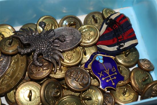 Assorted medallions and military buttons etc.